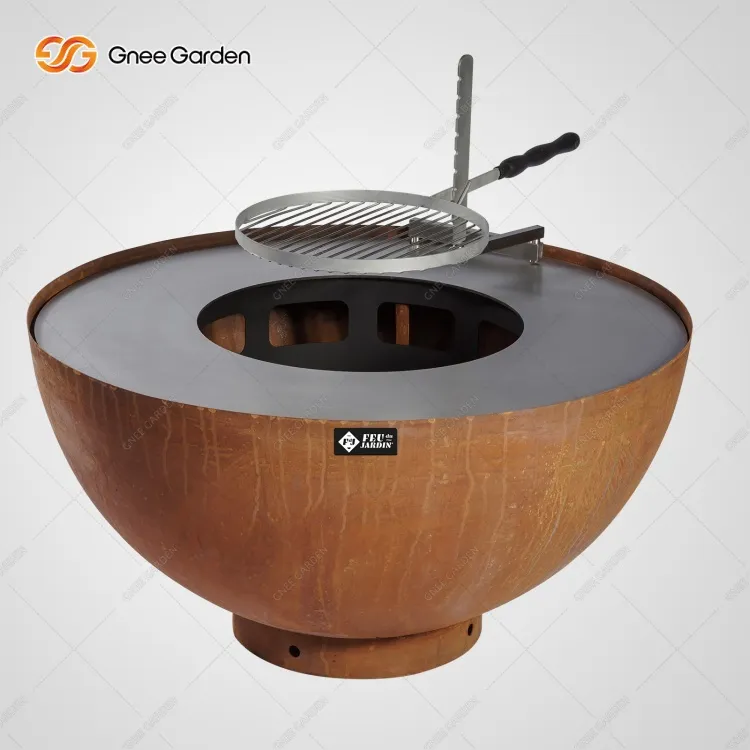 Corten Steel Hemisphere Fire Pit BBQ gril na drevené uhlie