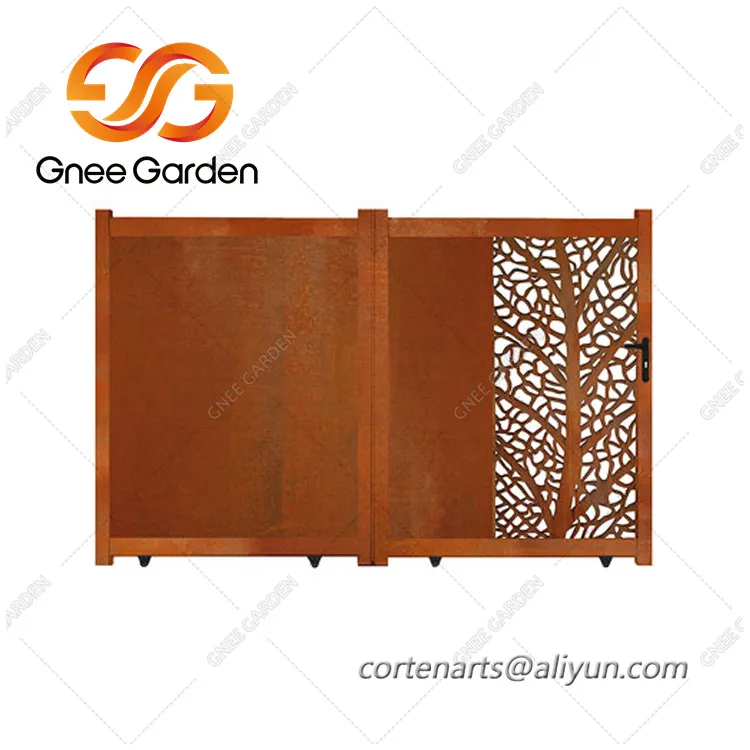 Corten Steel Villas Metal Gate Backyard