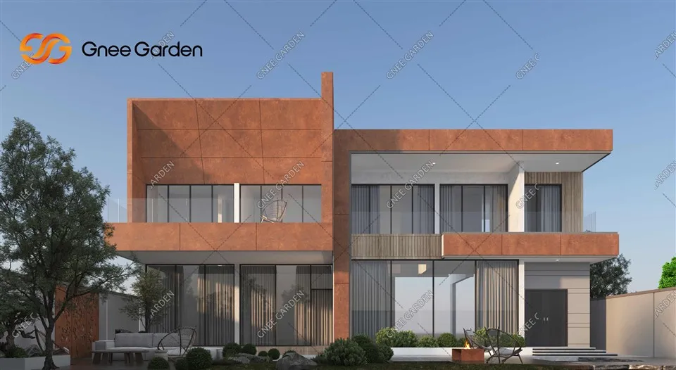 Hrdzavá kovová vonkajšia závesová stena