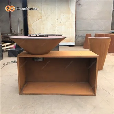 Corten Steel Vonkajší gril na varenie s úložným priestorom