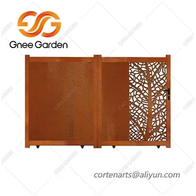 Corten Steel Villas Metal Gate Backyard
